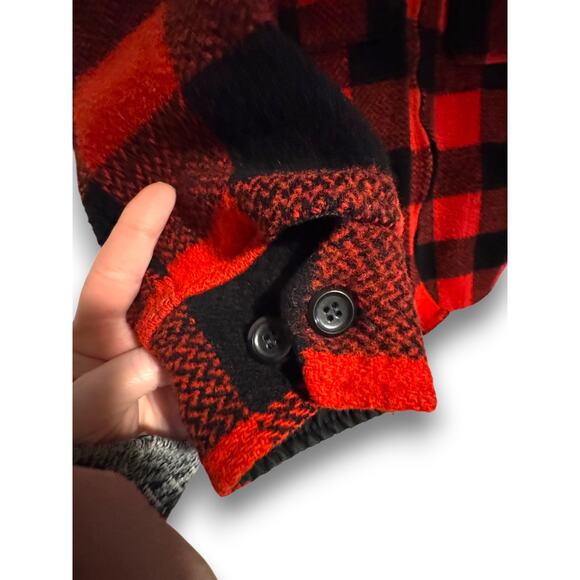 Vintage Red and Black Buffalo Plaid Wool Blend Zip Up Jacket Heavyweight Unisex - Picture 6 of 9